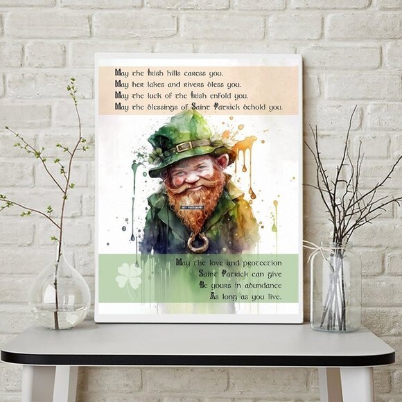 11x14 St. Patricks Day Leprechaun Irish Blessing‎ Watercolor Oil Painting Print - Picture 7 of 7